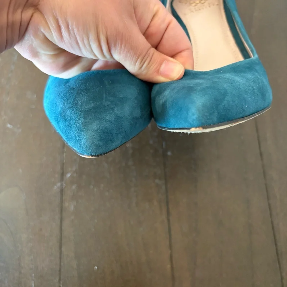 Vince‎ Camuto Cynthea Turquoise Teal Suede Leather Heels Pumps Size 9 - Picture 7 of 12